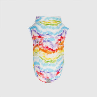 Downtown Denim Vest in Rainbow Tie Dye, Canada Pooch, Dog Vest|| color::rainbow-tie-dye|| size::na