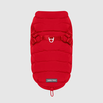 Harness Puffer Vest in Red, Canada Pooch Dog Parka|| color::red|| size::na
