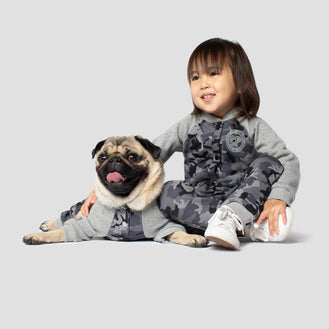 Frosty Fleece Kids Sweatsuit in Black Camo, Canada Pooch Kids Sweatsuit