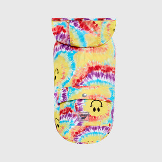Pick Me Poncho in Tie Dye Smiley, Canada Pooch, Dog Raincoat|| color::tie-dye-smiley|| size::na