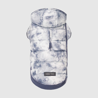 Prism Puffer in grey tie dye, Canada Pooch, Dog Coat|| color::grey-tie-dye||size::na