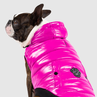 Shiny Puffer Dog Vest in Pink, Canada Pooch Dog Puffer Vest