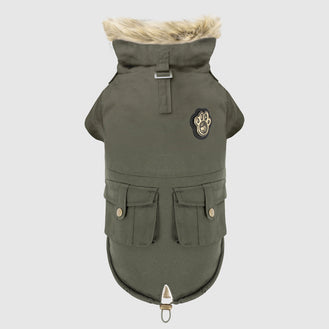 Alaskan Army Dog Parka in Army Green, Canada Pooch Dog Parka || color::army-green || size::na