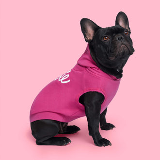 Barbie No Authority Hoodie in Dark Pink, Canada Pooch Dog Hoodie|| color::dark-pink|| size::14|| name:: Shelby the French Bulldog|| weight::24
