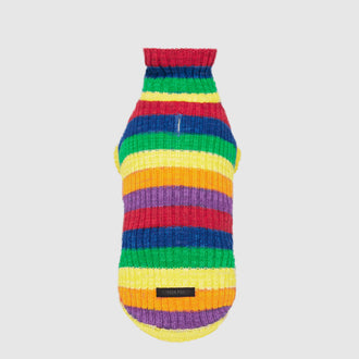 Over-the-Rainbow Sweater in Rainbow Stripe, Canada Pooch, Dog Sweater|| color::rainbow-stripe|| size::na