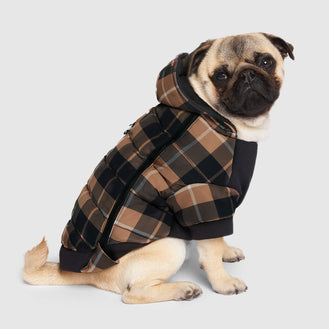 Prism Puffer in Brown Plaid, Canada Pooch Dog Parka