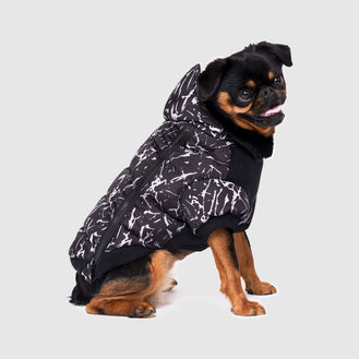 Prism Puffer in black crackle, Canada Pooch, Dog Coat