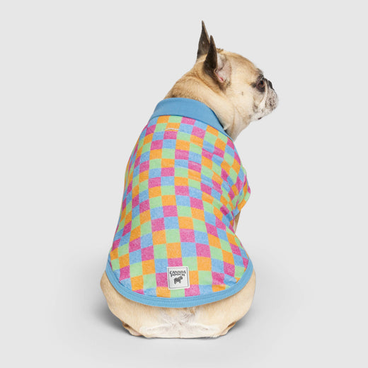 Resort Checkered Dog Polo Shirt Canada Pooch Rainbow Check 26