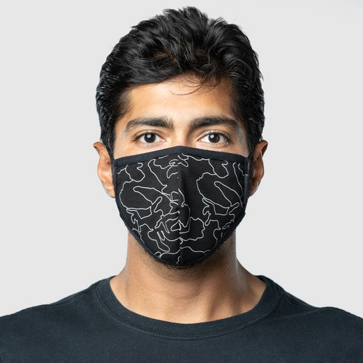 Reusable Face Mask in Black Camo Lines, Canada Pooch Face Mask